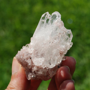 Pink Faden Quartz x Lemurian Crystal Cluster