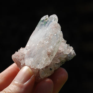 Pink Faden Quartz x Lemurian Crystal Cluster