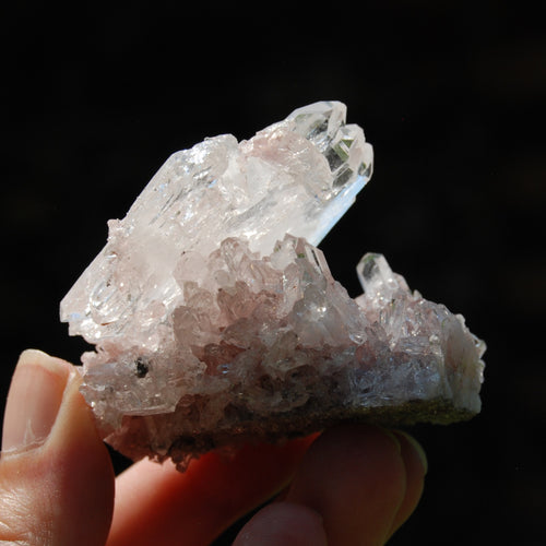 Pink Faden Quartz x Lemurian Crystal Cluster