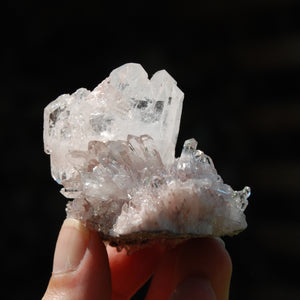 Pink Faden Quartz x Lemurian Crystal Cluster