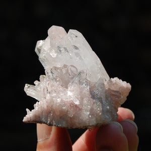 Pink Faden Quartz x Lemurian Crystal Cluster