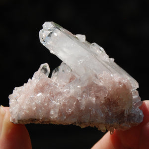 Pink Faden Quartz x Lemurian Crystal Cluster