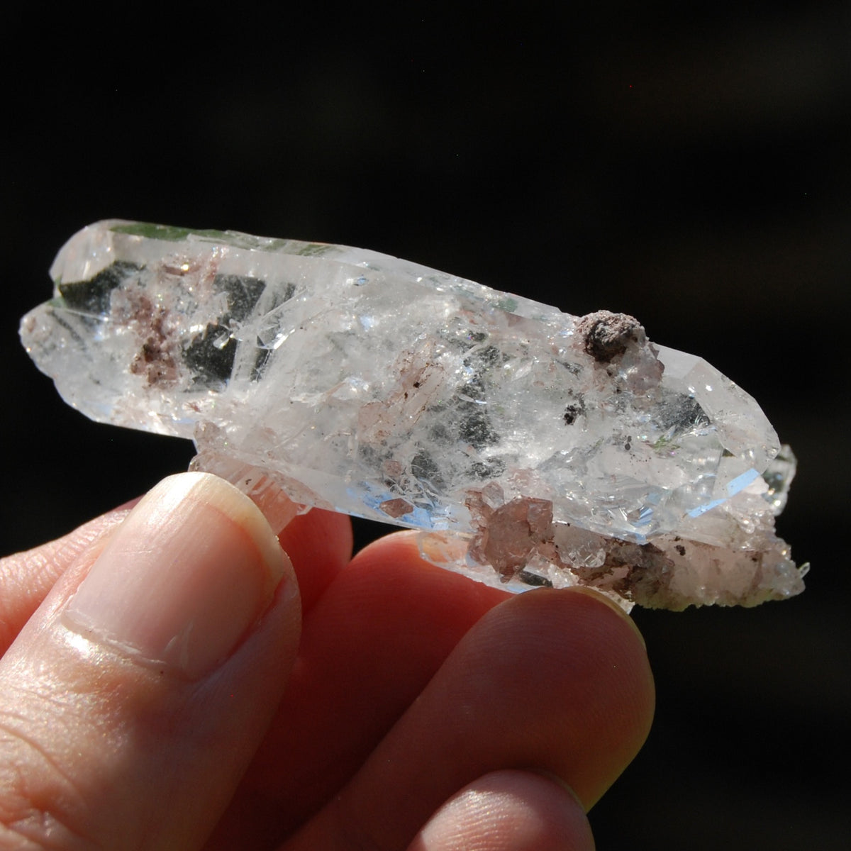 Pink Faden Quartz Lemurian Crystal Floater Cluster