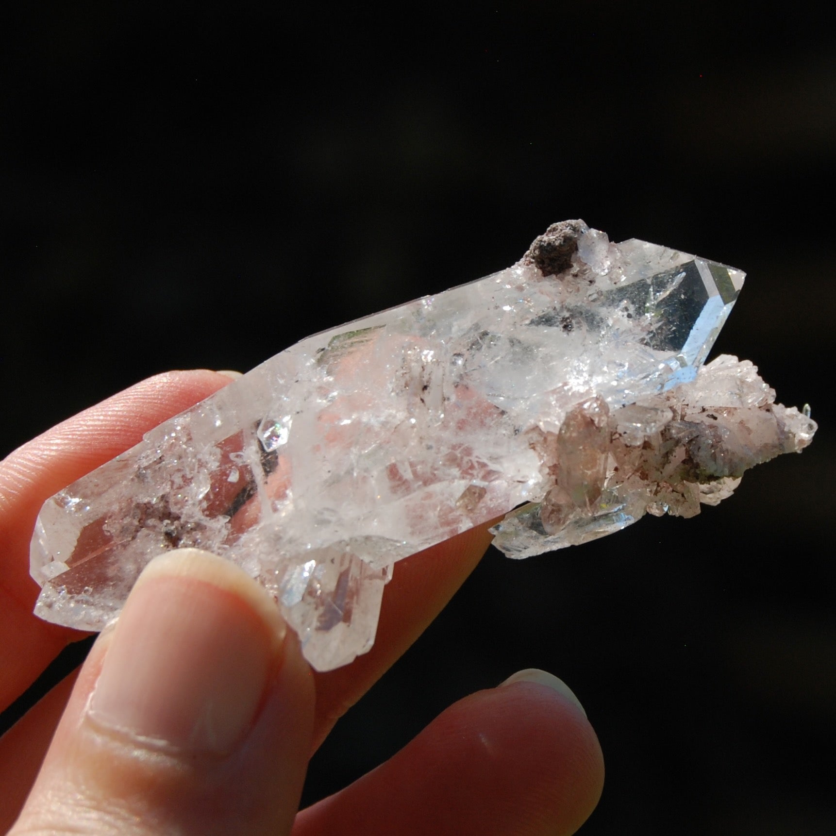 Pink Faden Quartz Lemurian Crystal Floater Cluster