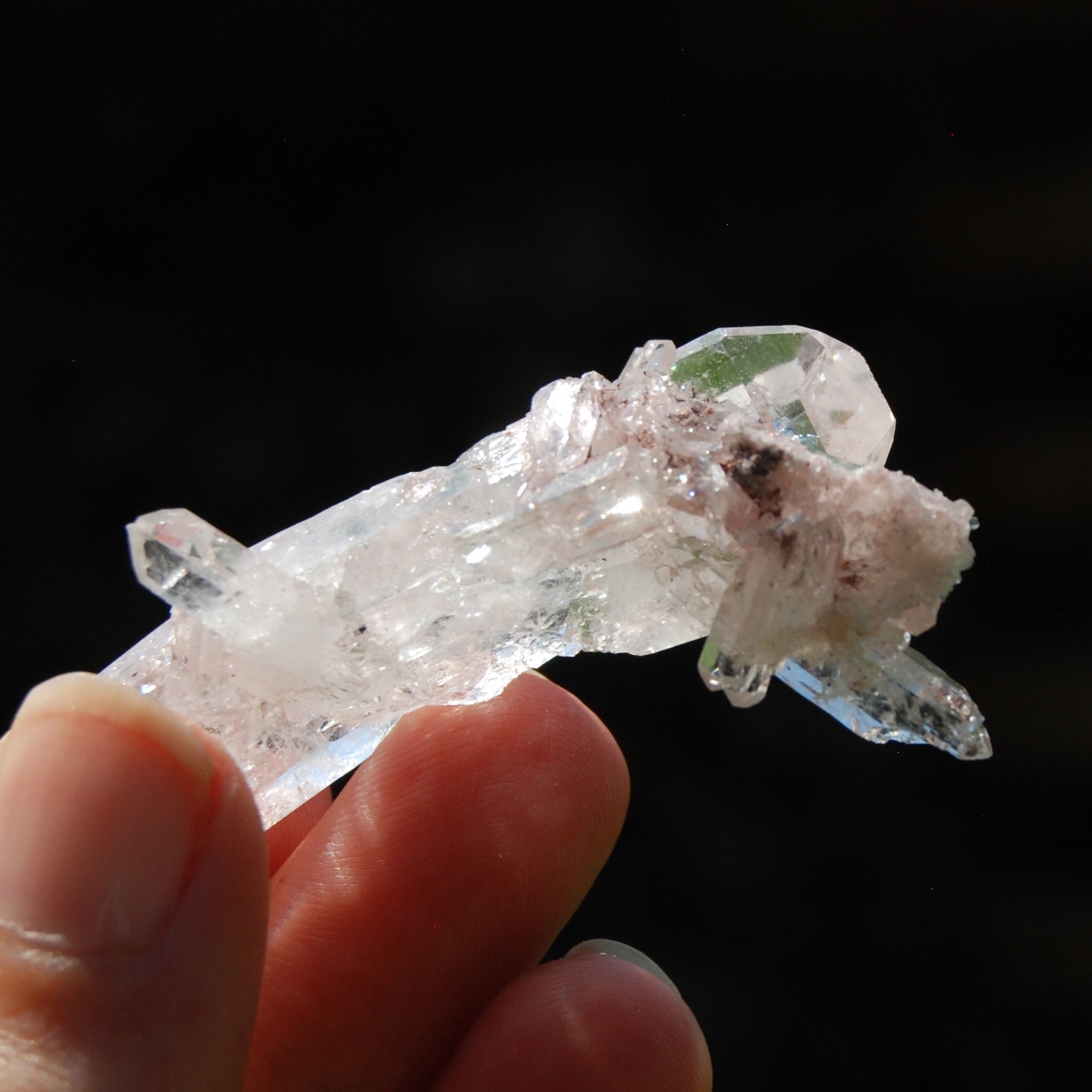 Pink Faden Quartz Lemurian Crystal Floater Cluster