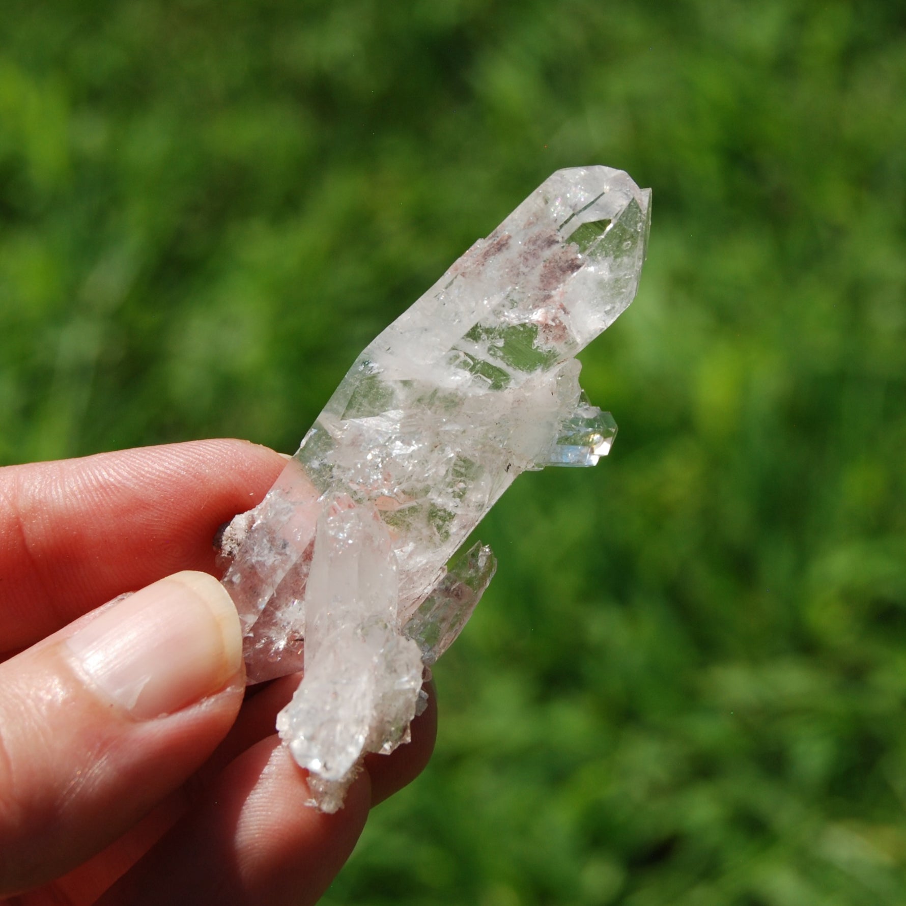 Pink Faden Quartz Lemurian Crystal Floater Cluster