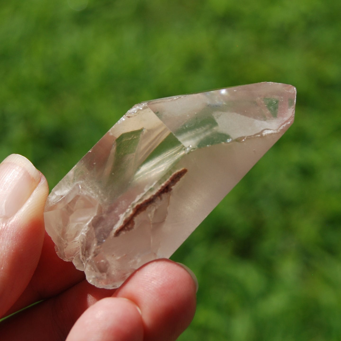 2.25in 57g Rare Inner Child Manifestation Cross Pink Lithium Lemurian Quartz Crystal, Brazil a22