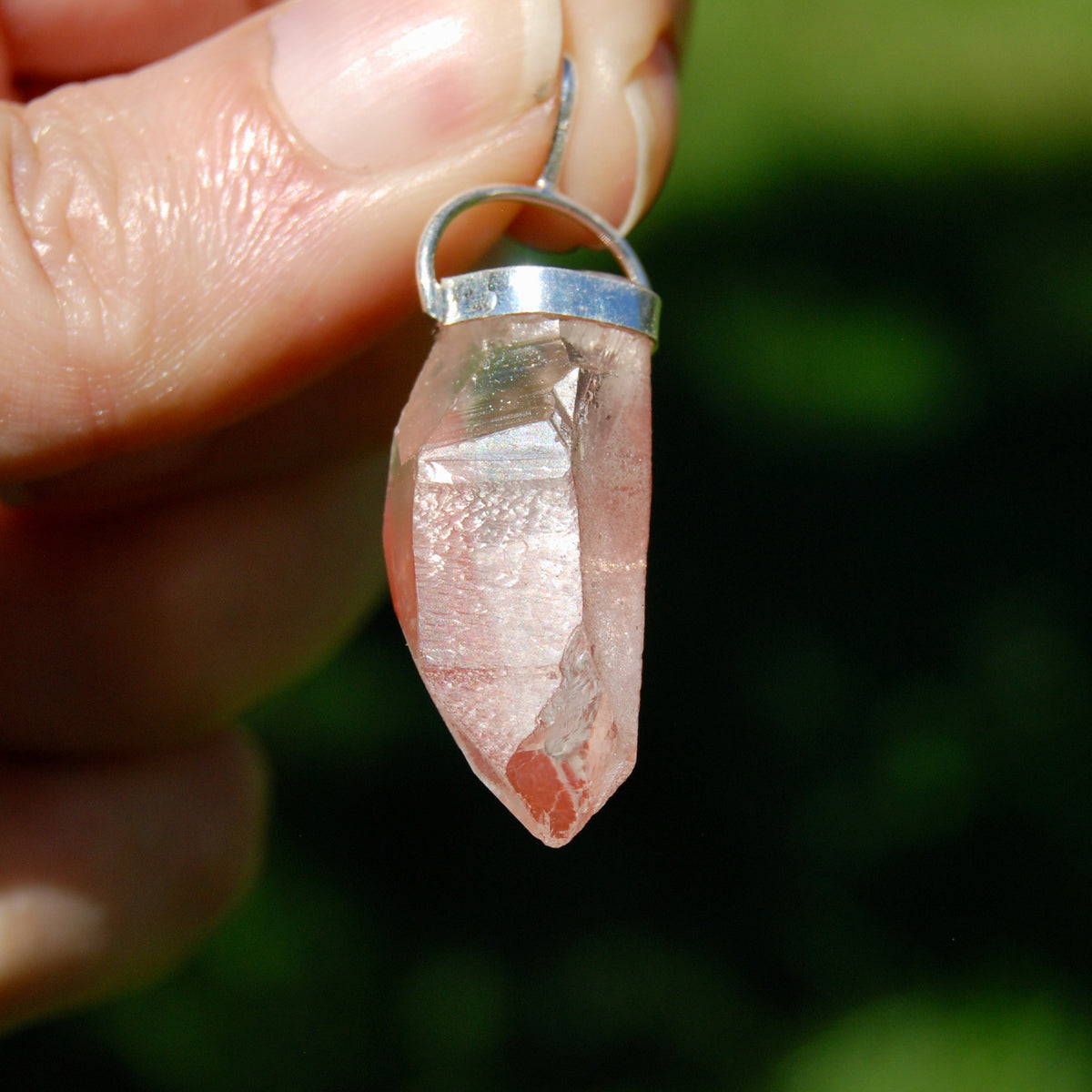 Strawberry Pink Lemurian Seed Crystal Pendant for Necklace, Record Keeper Starbrary, Brazil