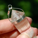 24 Sided Clear Quartz Crystal Vogel Pendant for Necklace, Sterling Silver
