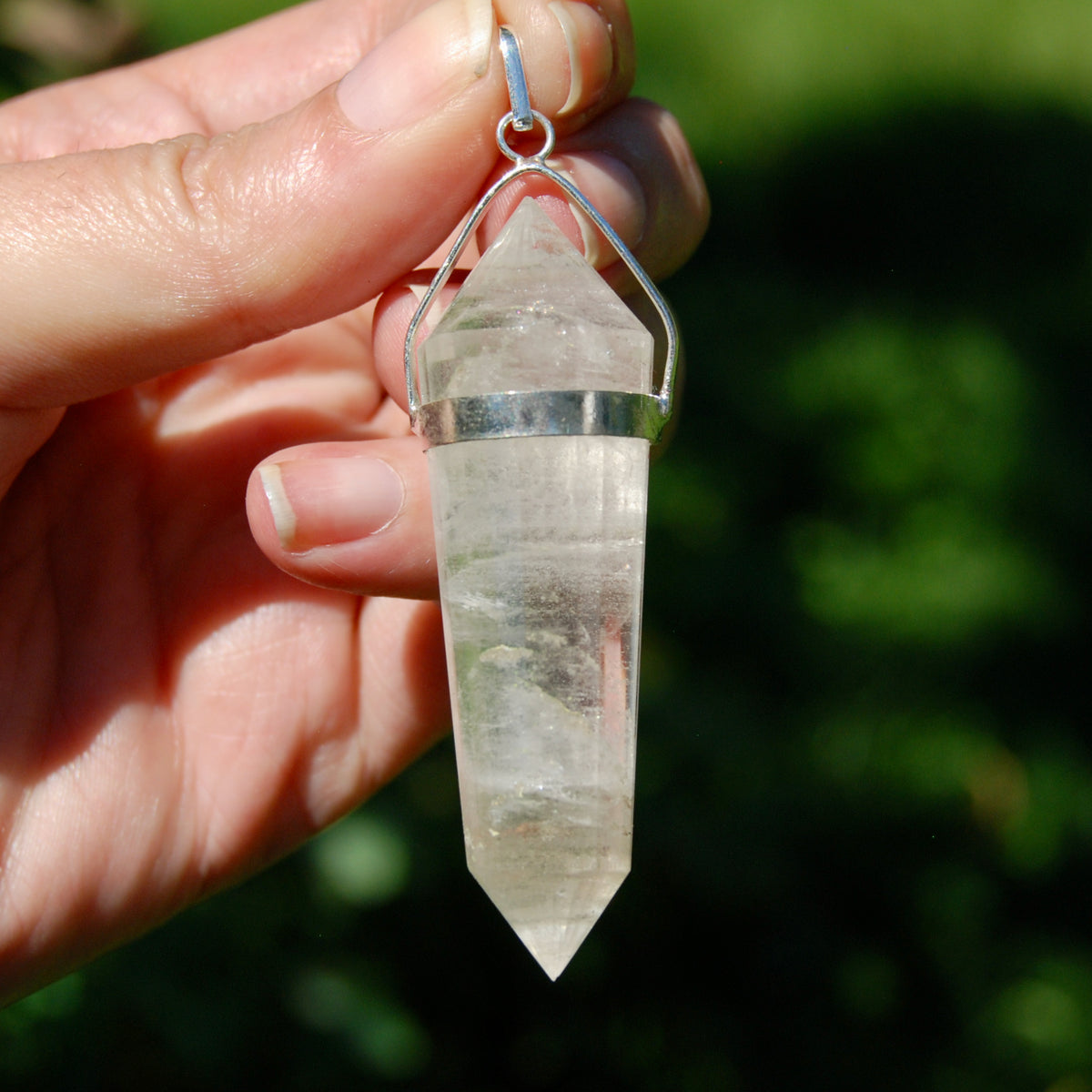 24 Sided Clear Quartz Crystal Vogel Pendant for Necklace