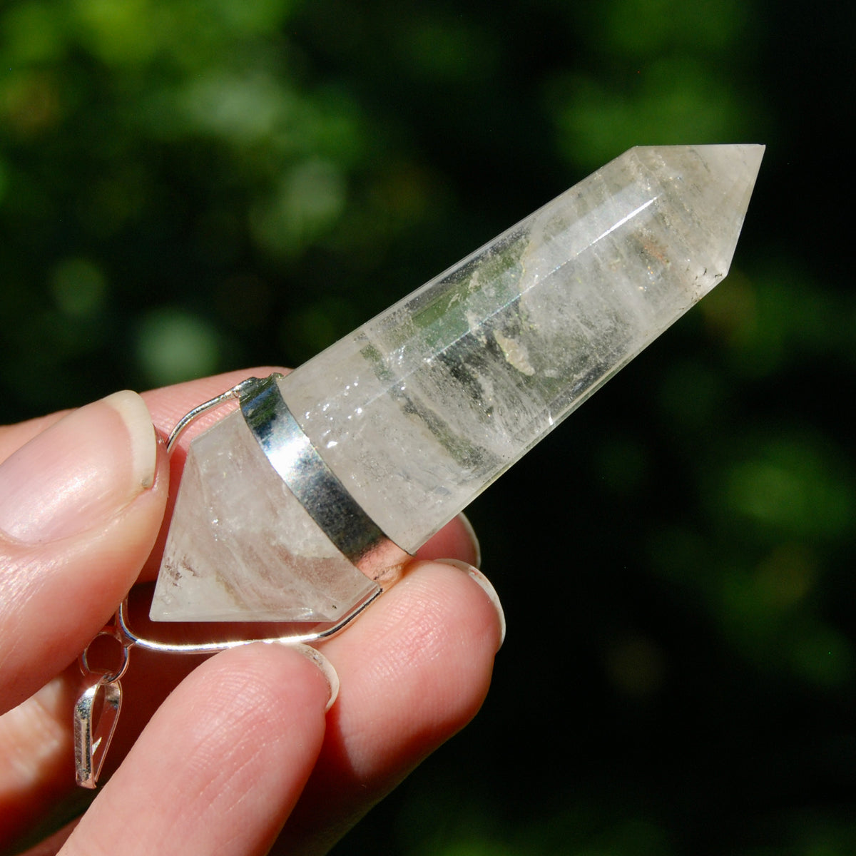 24 Sided Clear Quartz Crystal Vogel Pendant for Necklace