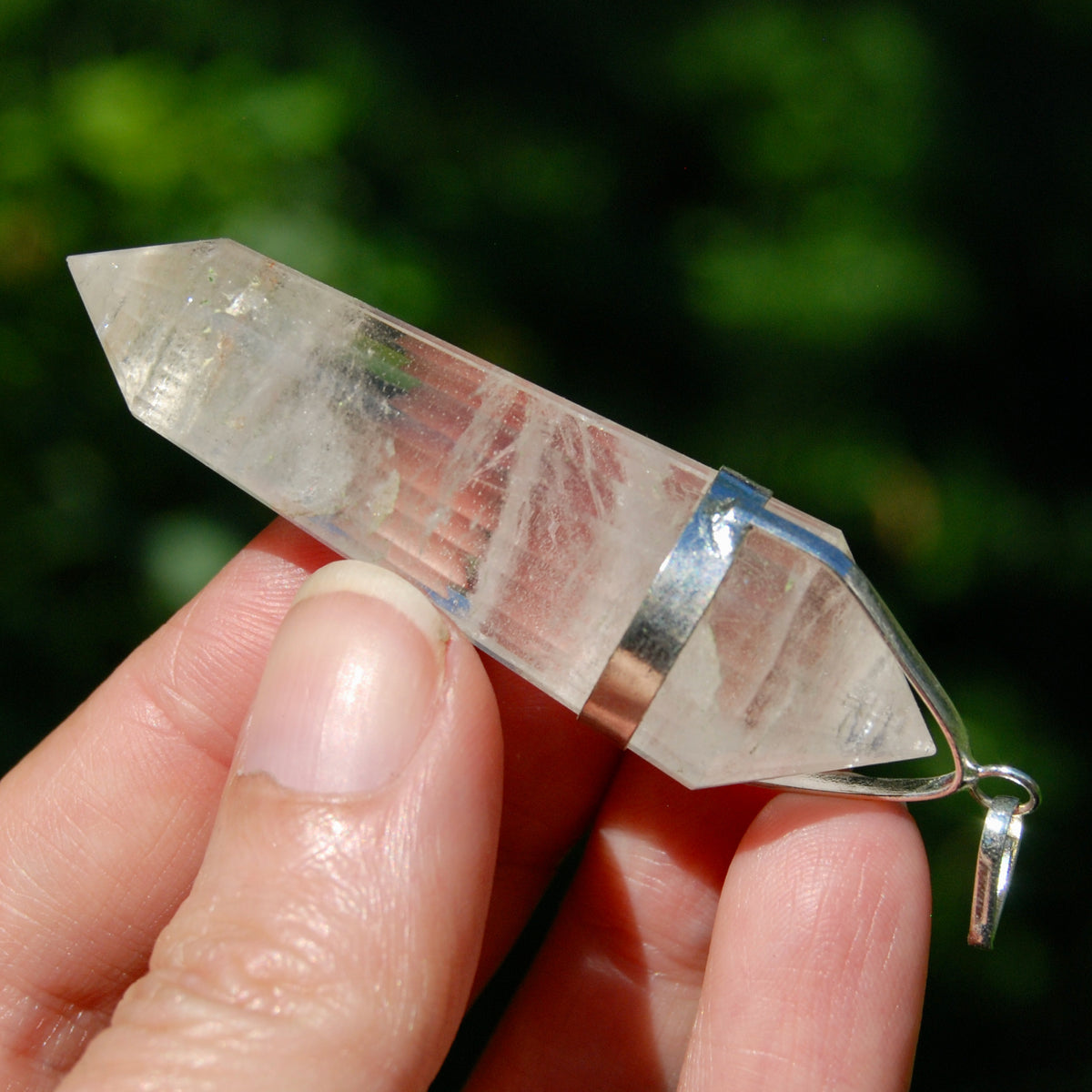 24 Sided Clear Quartz Crystal Vogel Pendant for Necklace