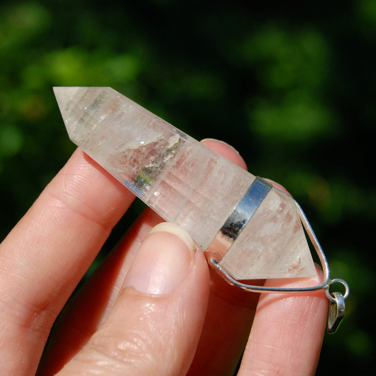 24 Sided Clear Quartz Crystal Vogel Pendant for Necklace