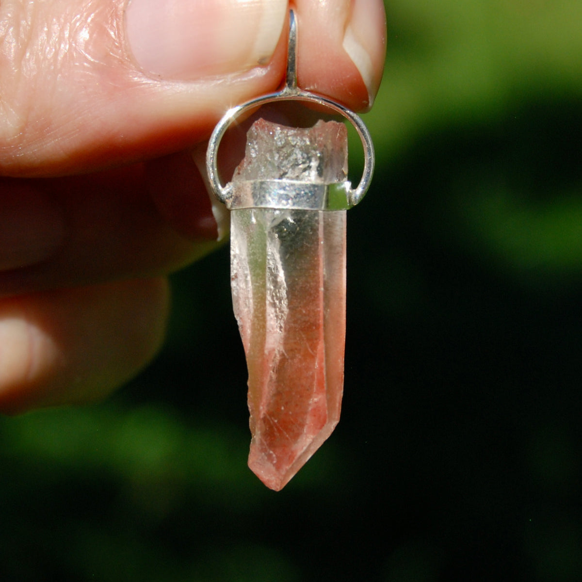 1.7in Strawberry Pink Lemurian Crystal Pendant for Necklace, Starbrary, Brazil