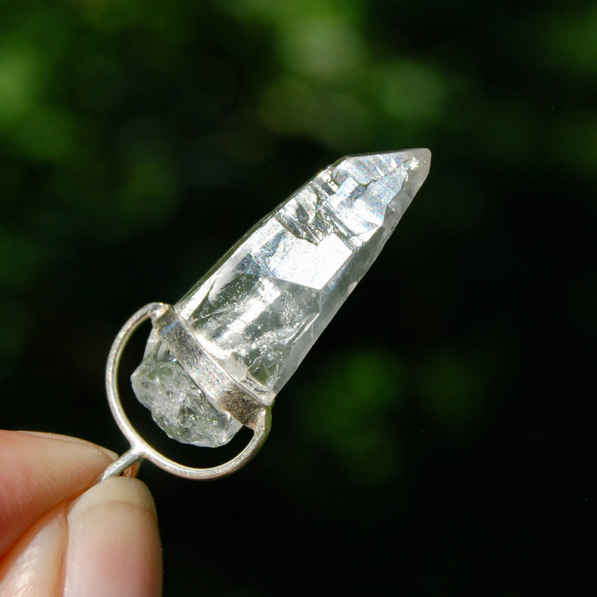 Elestial Tabby Lemurian Crystal Laser Pendant for sale
