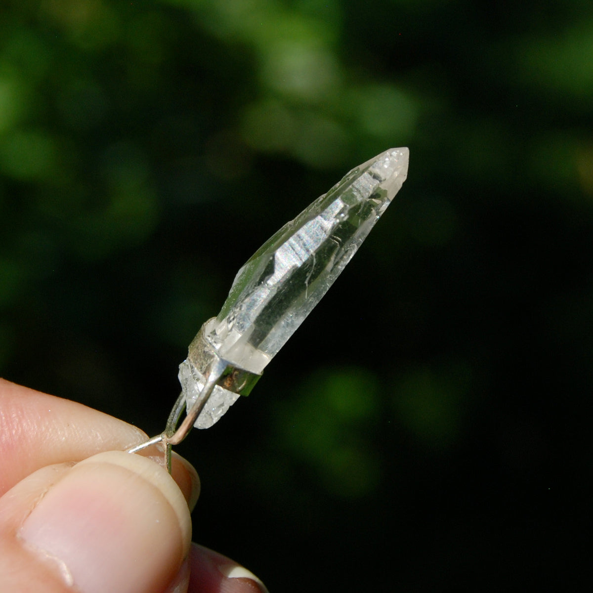 Elestial Tabby Lemurian Crystal Laser Pendant for sale