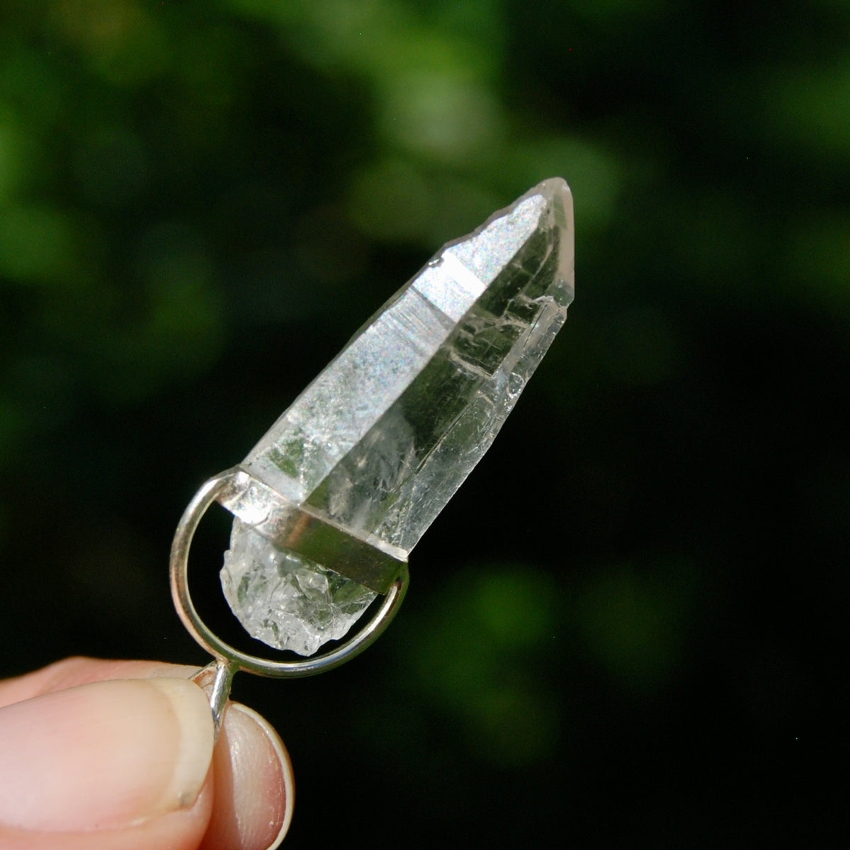 Elestial Tabby Lemurian Crystal Laser Pendant for sale
