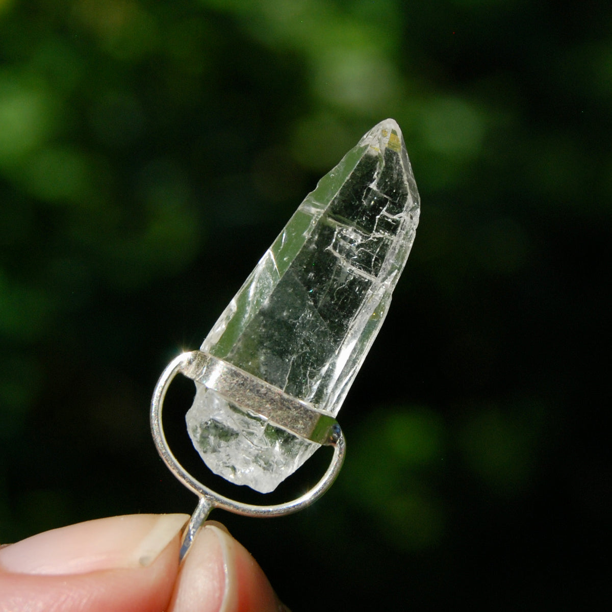 Elestial Tabby Lemurian Crystal Laser Pendant for sale