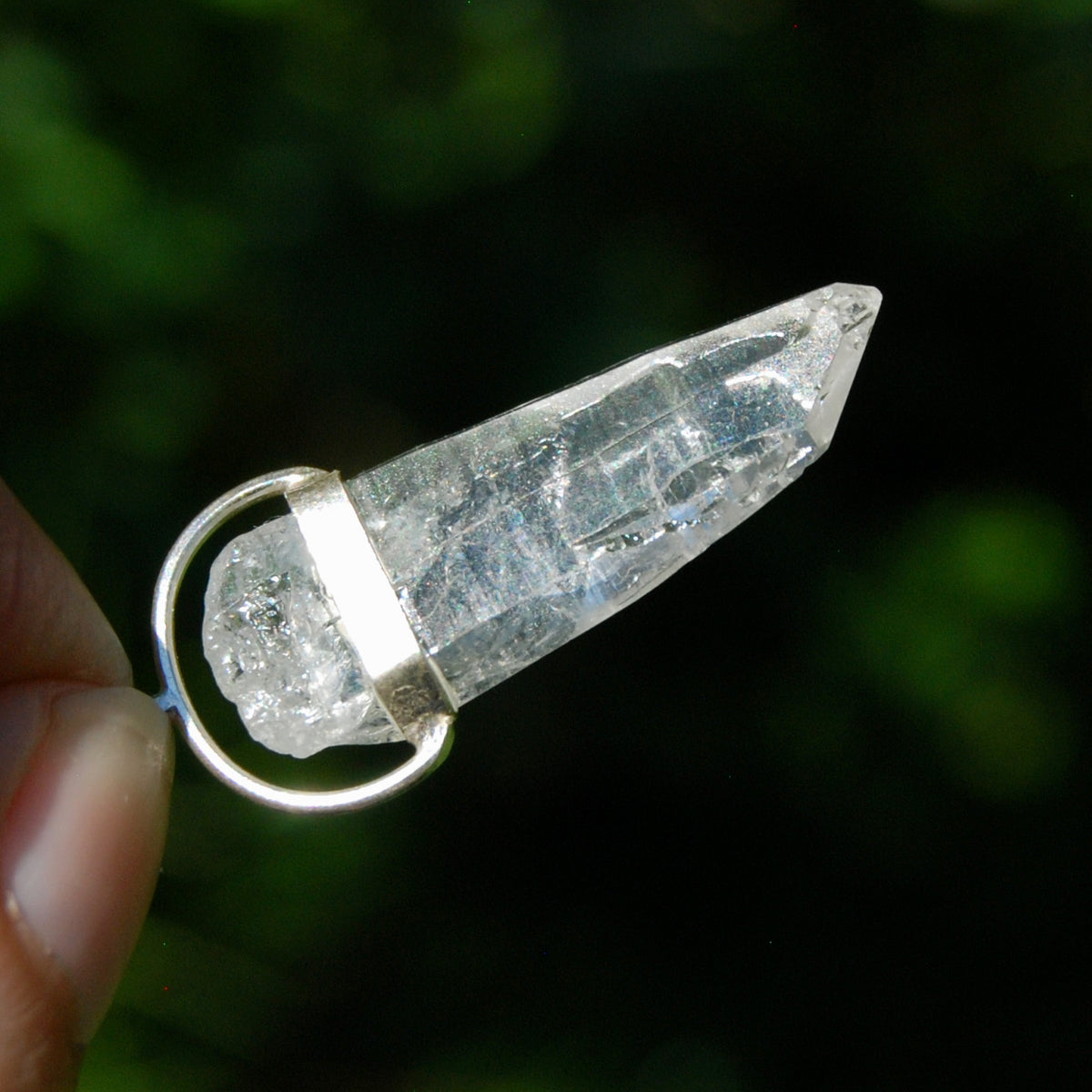 Elestial Tabby Lemurian Crystal Laser Pendant for sale