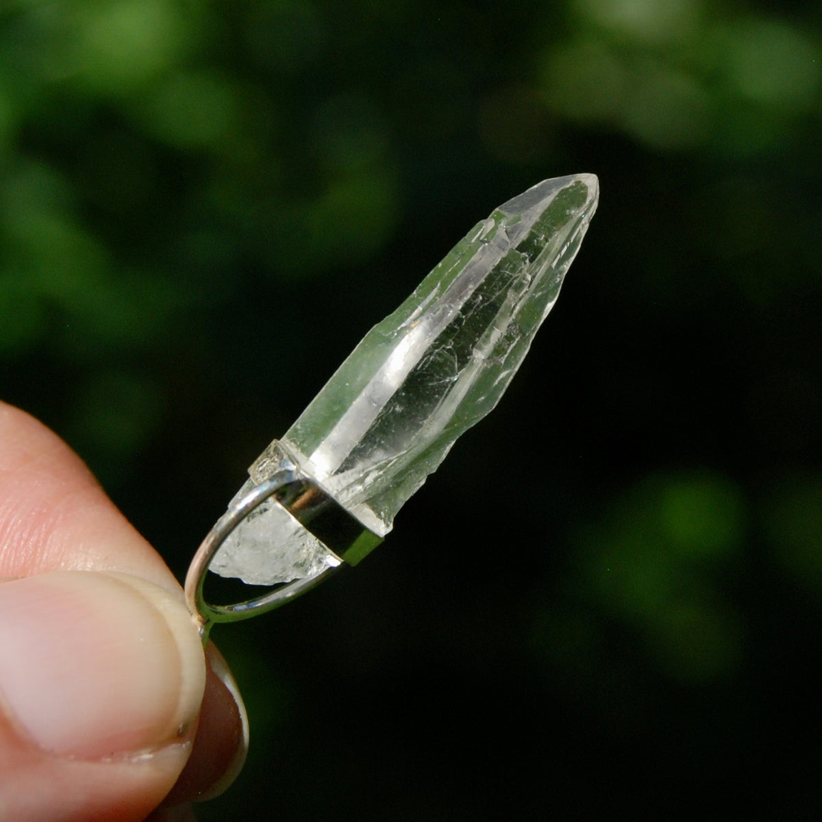 Elestial Tabby Lemurian Crystal Laser Pendant for sale