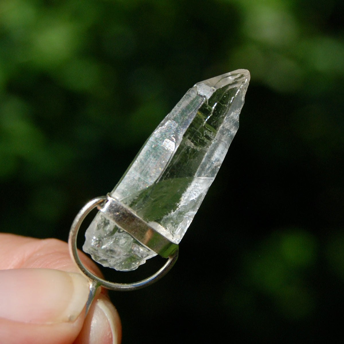 Elestial Tabby Lemurian Crystal Laser Pendant for sale