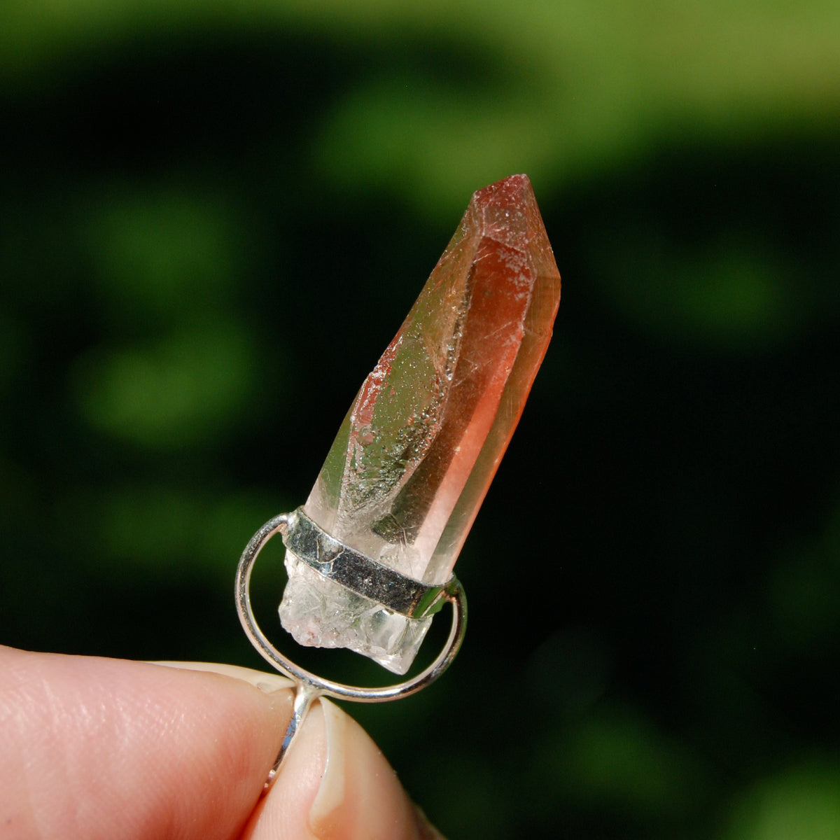 1.7in Strawberry Pink Lemurian Crystal Pendant for Necklace, Starbrary, Brazil