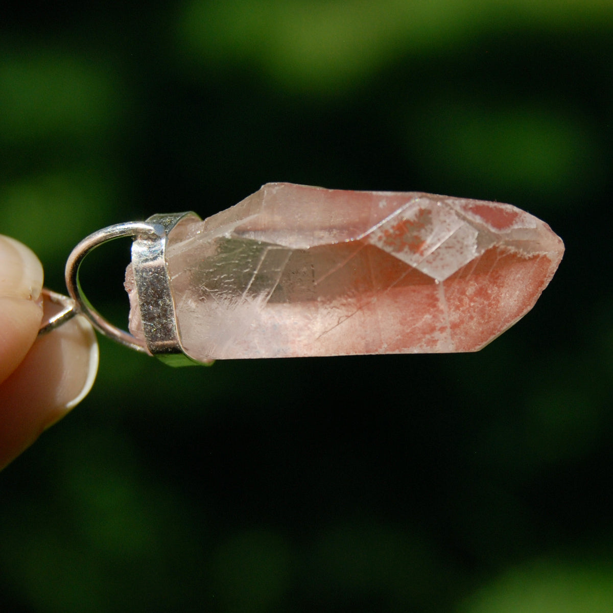 Strawberry Pink Lemurian Seed Crystal Pendant for Necklace, Record Keeper Starbrary, Brazil