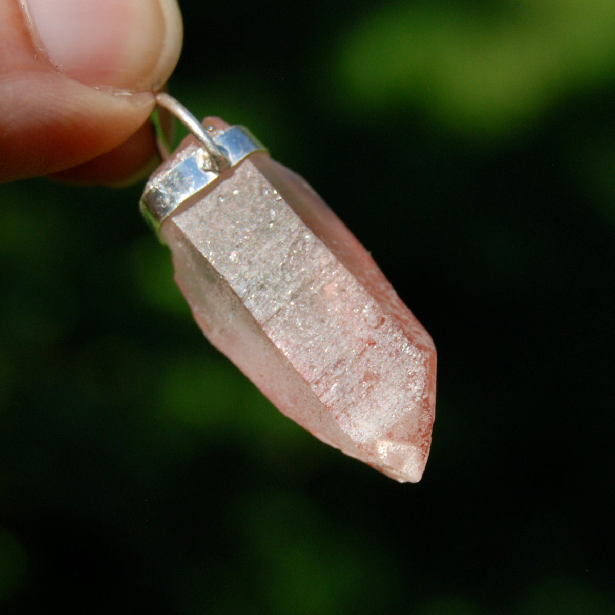 Strawberry Pink Lemurian Seed Crystal Pendant for Necklace, Record Keeper Starbrary, Brazil