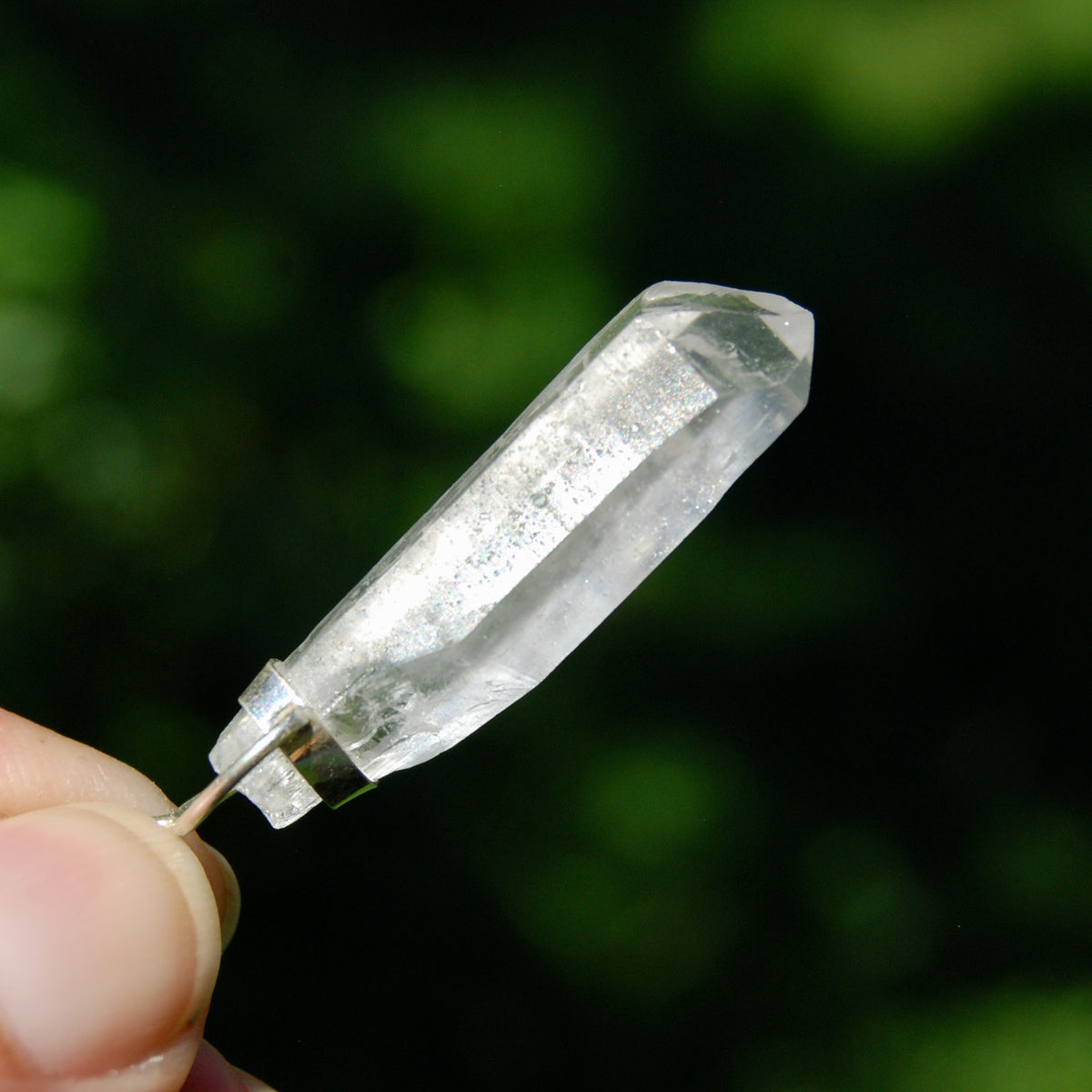 Lemurian Crystal Pendant for Necklace, Sterling Silver, Brazil