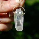 Lemurian Crystal Pendant for Necklace, Sterling Silver, Brazil