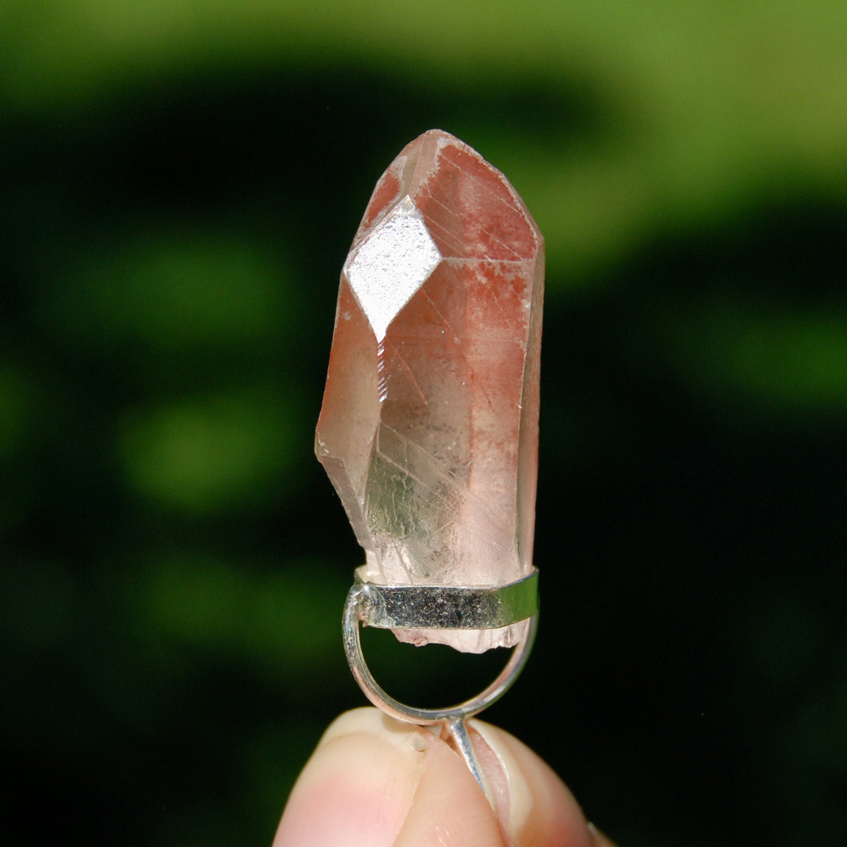 Strawberry Pink Lemurian Seed Crystal Pendant for Necklace, Record Keeper Starbrary, Brazil
