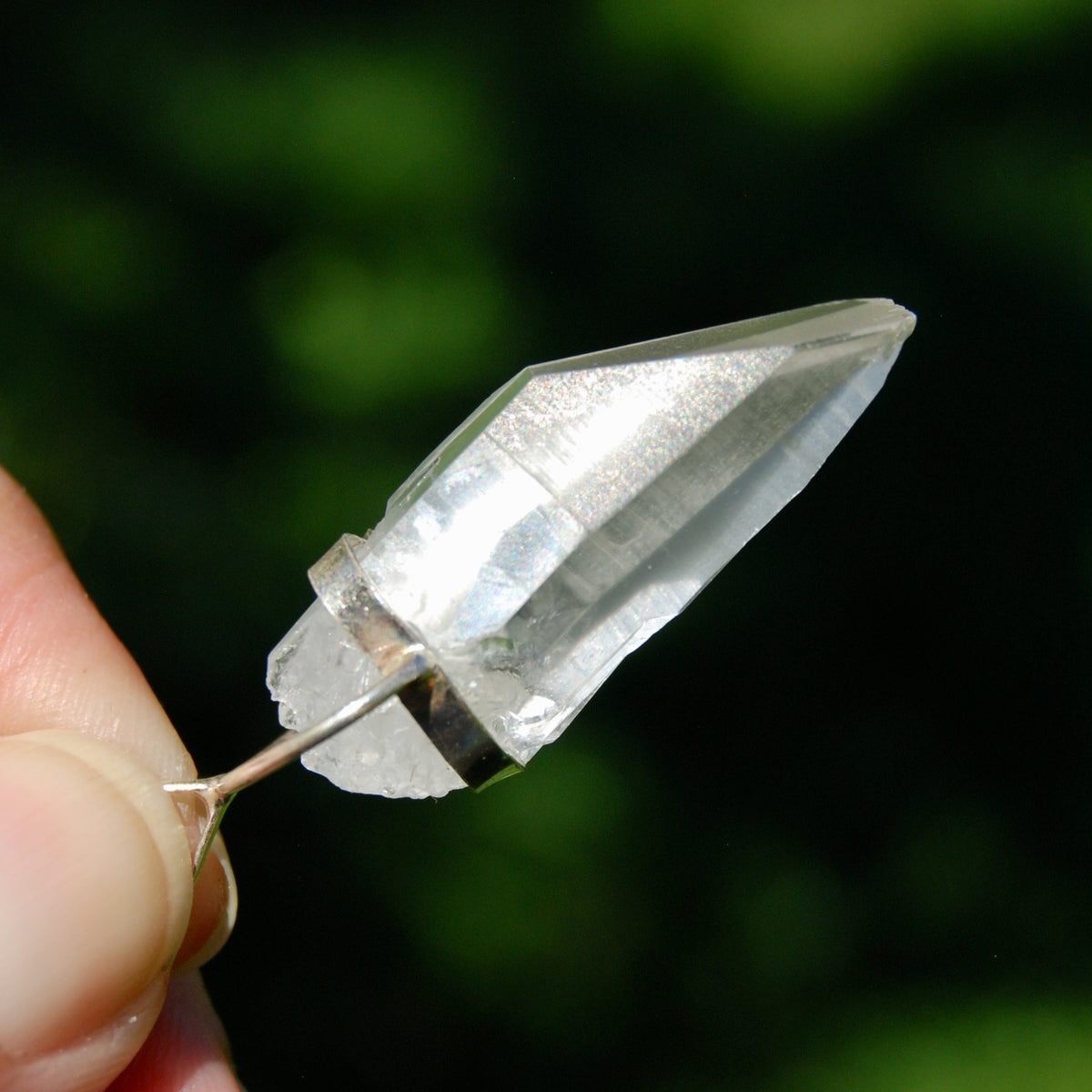 Lemurian Crystal Pendant for Necklace, Sterling Silver, Brazil