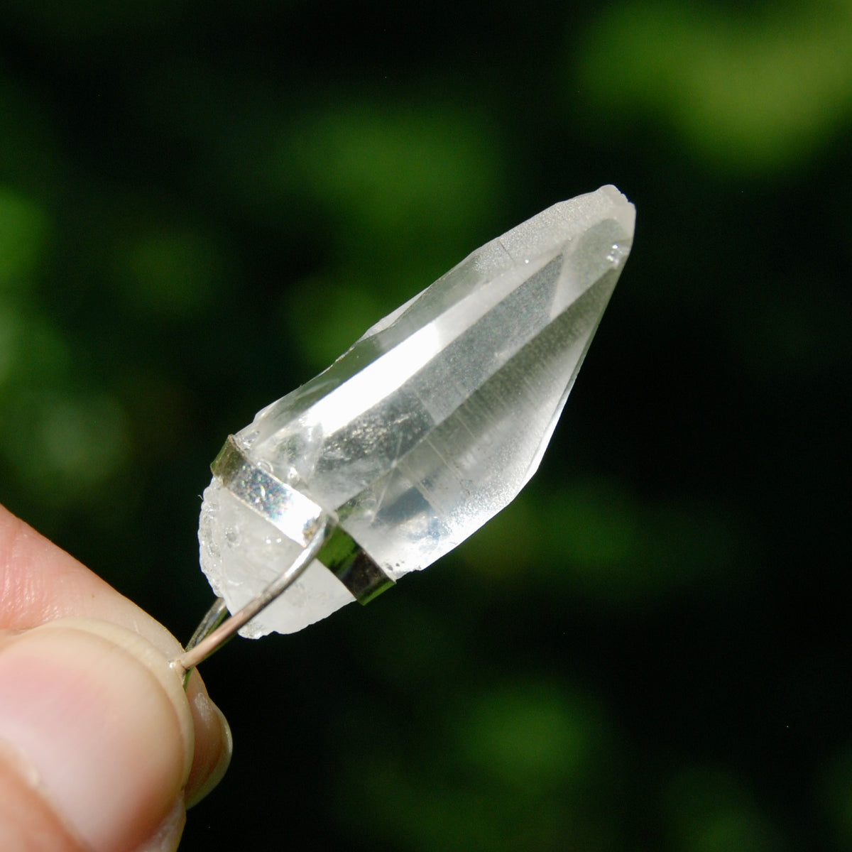 Lemurian Crystal Pendant for Necklace, Sterling Silver, Brazil