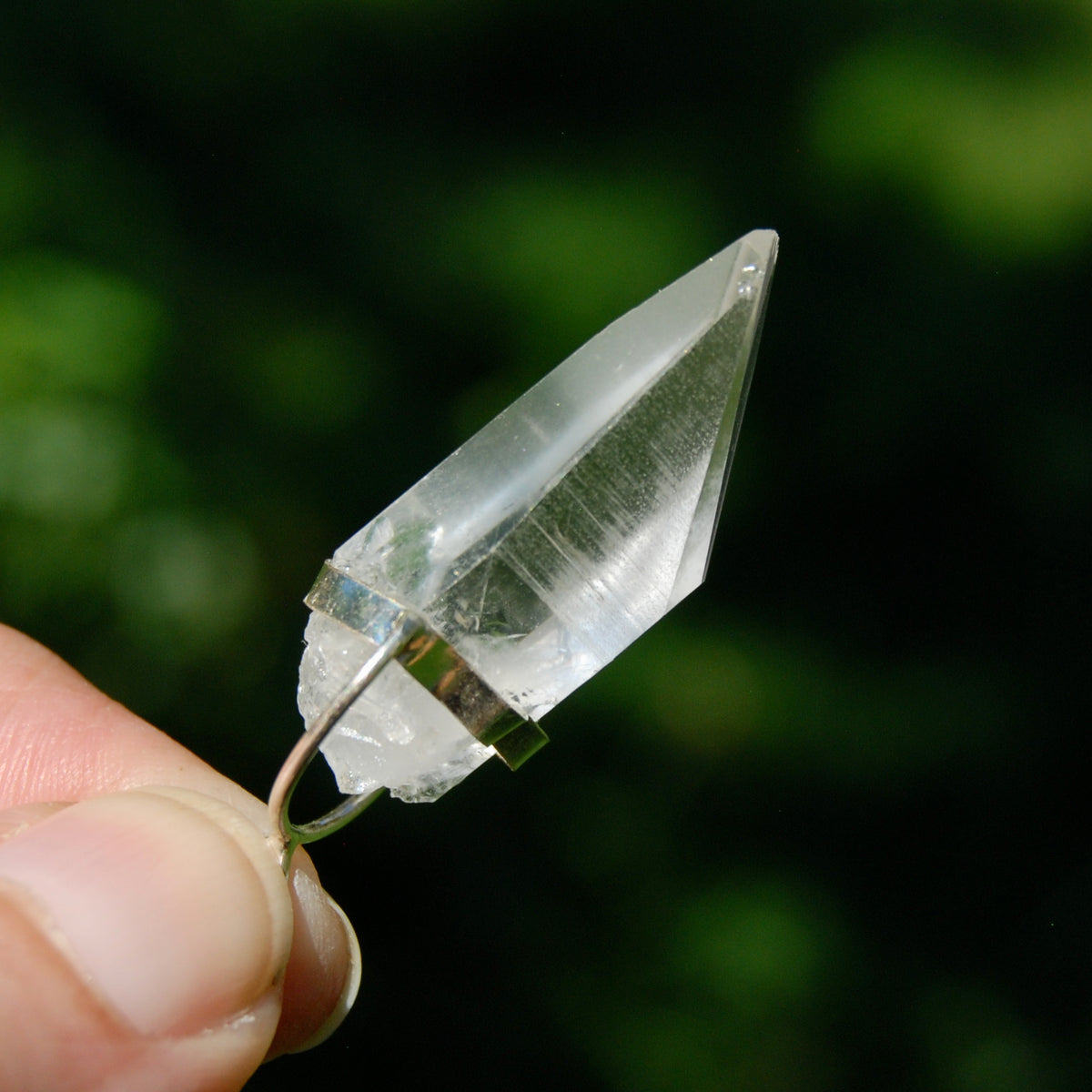 Lemurian Crystal Pendant for Necklace, Sterling Silver, Brazil