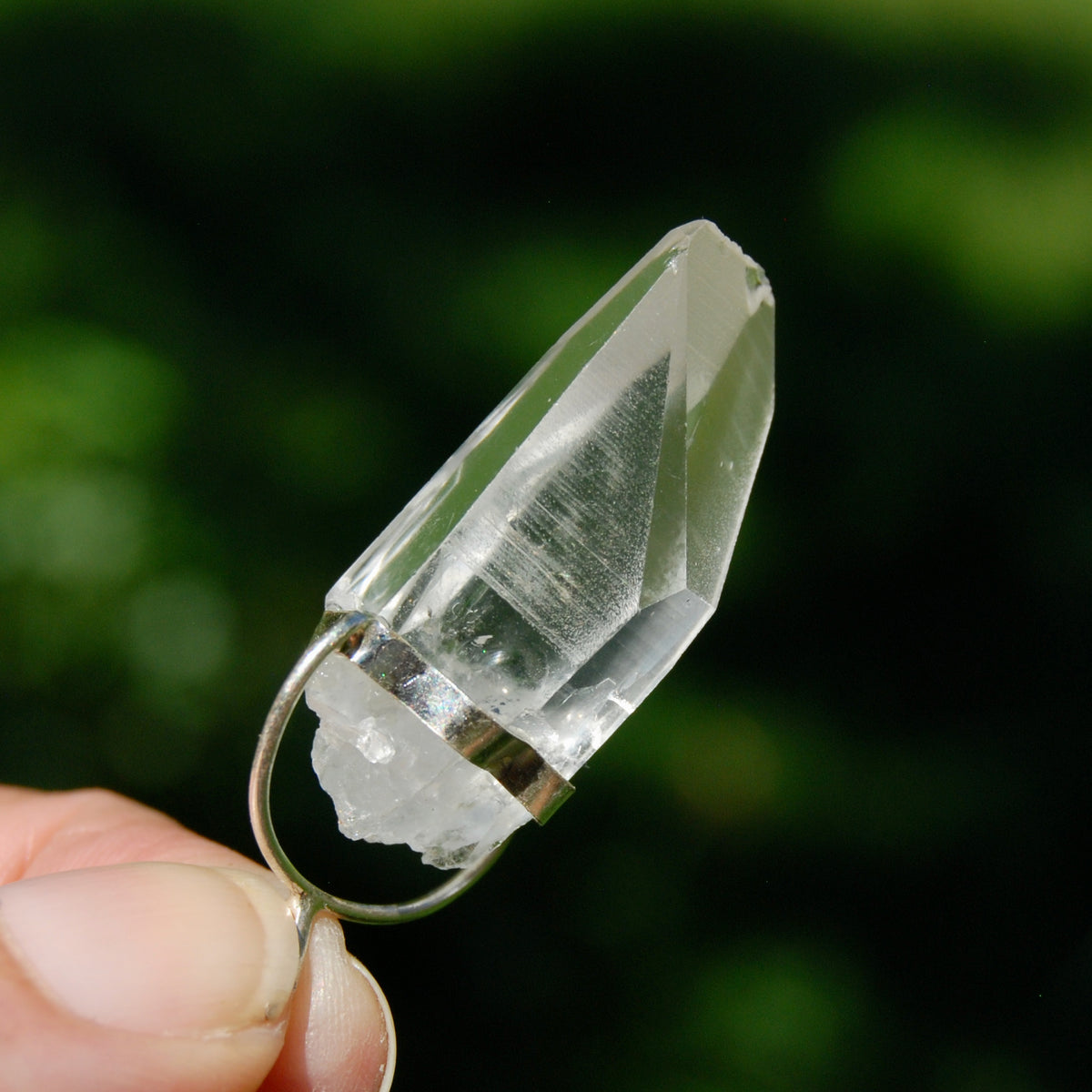 Lemurian Crystal Pendant for Necklace, Sterling Silver, Brazil