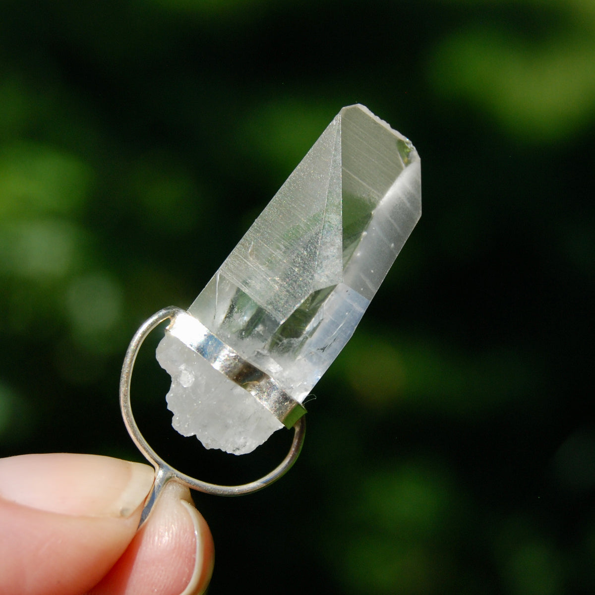 Lemurian Crystal Pendant for Necklace, Sterling Silver, Brazil
