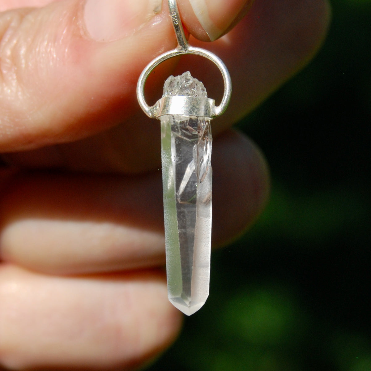 Cosmic Lemurian Crystal Pendant for Necklace, Sterling Silver, Brazil