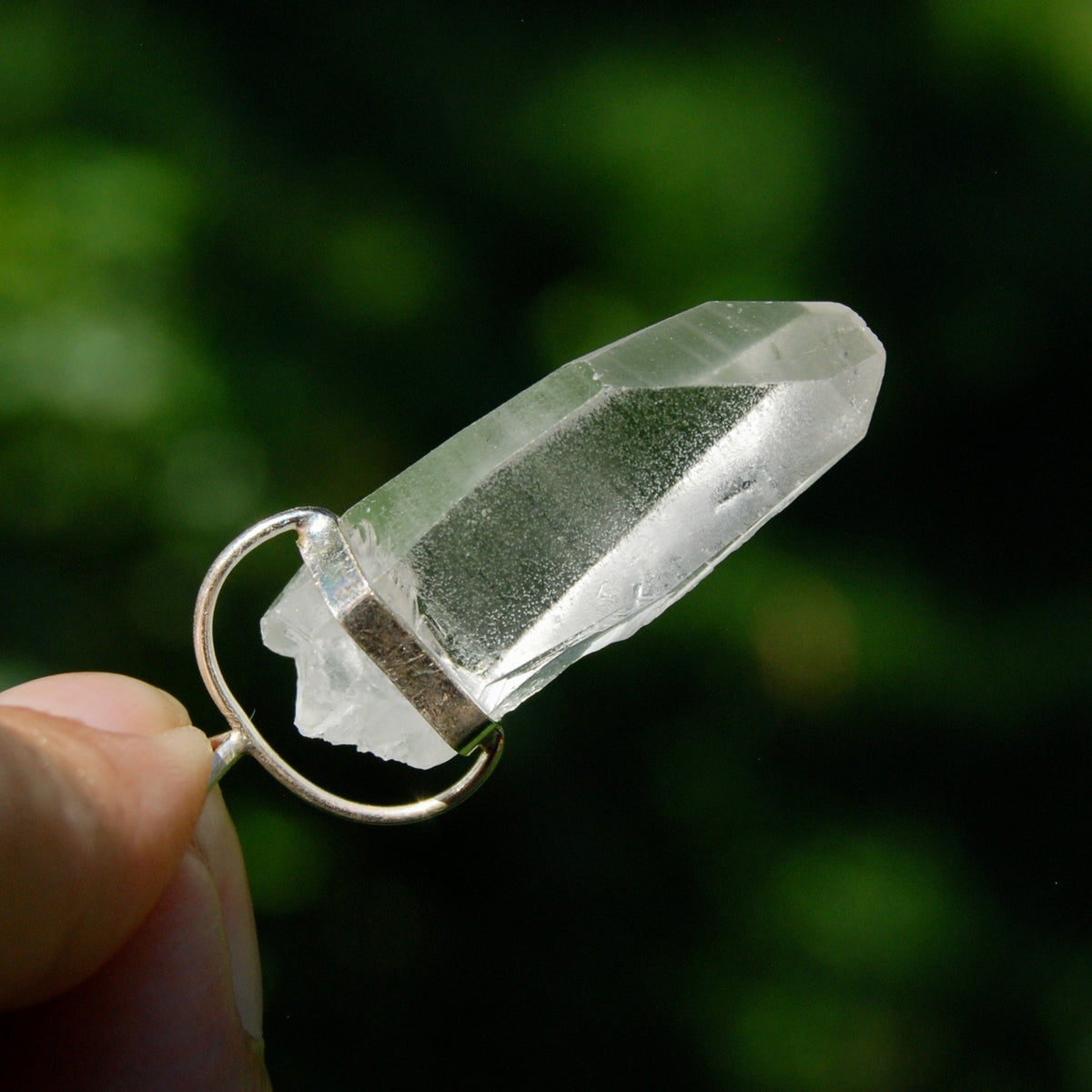 1.75in Cosmic Lemurian Crystal Pendant for Necklace, Sterling Silver, Brazil 