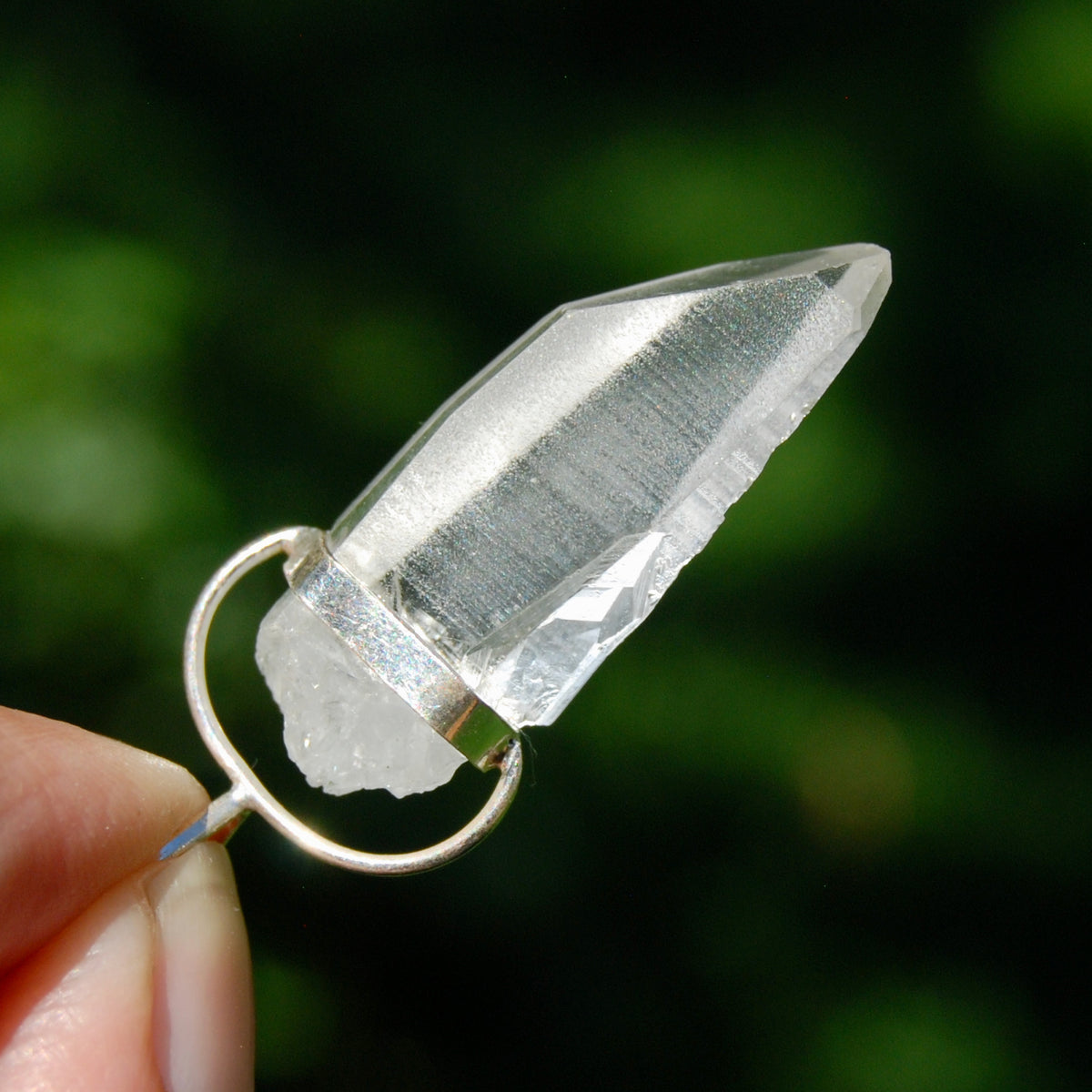 1.75in Cosmic Lemurian Crystal Pendant for Necklace, Sterling Silver, Brazil 