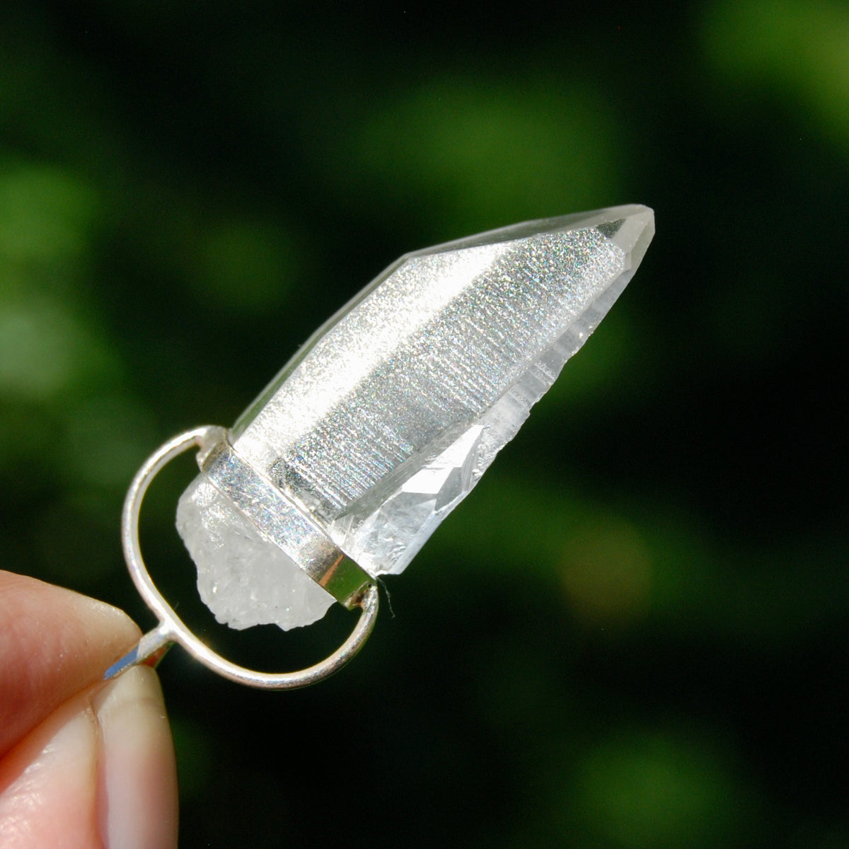1.75in Cosmic Lemurian Crystal Pendant for Necklace, Sterling Silver, Brazil 