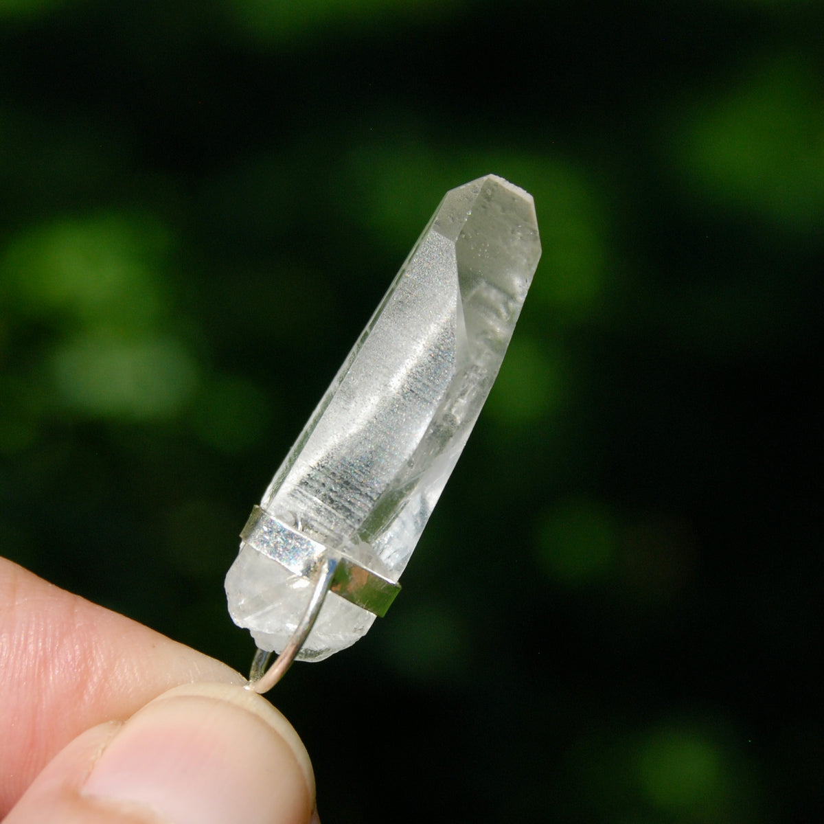 1.75in Cosmic Lemurian Crystal Pendant for Necklace, Sterling Silver, Brazil 
