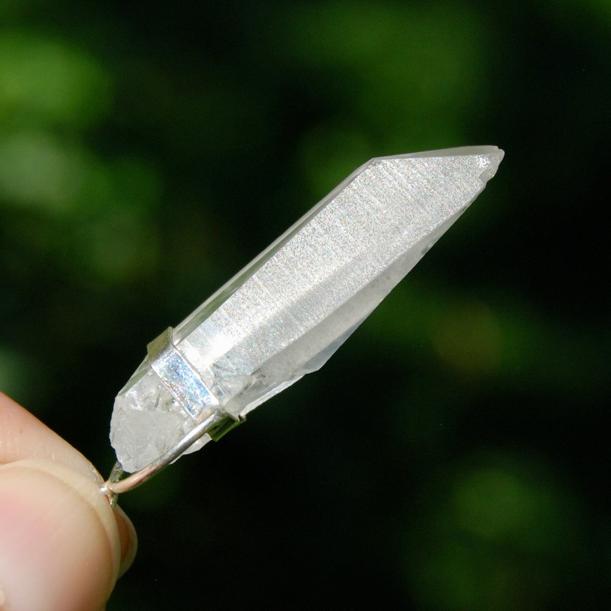 Cosmic Lemurian Crystal Pendant for Necklace, Sterling Silver, Brazil