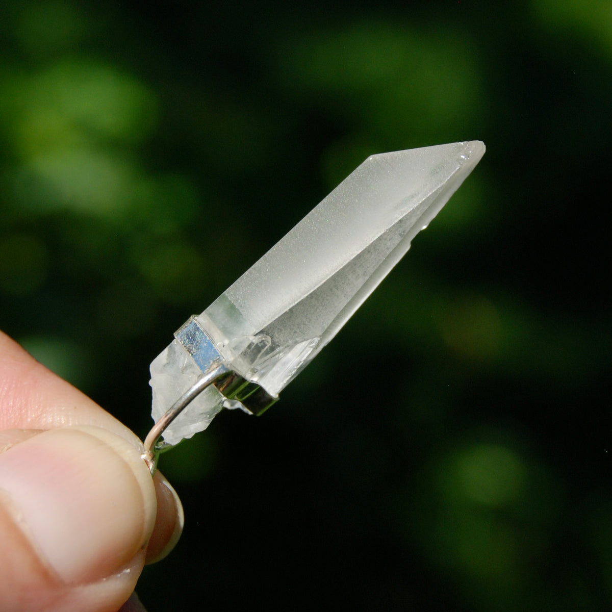 Cosmic Lemurian Crystal Pendant for Necklace, Sterling Silver, Brazil