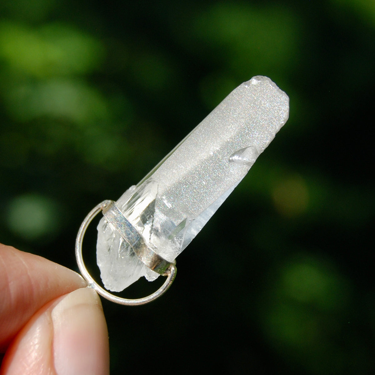 Cosmic Lemurian Crystal Pendant for Necklace, Sterling Silver, Brazil
