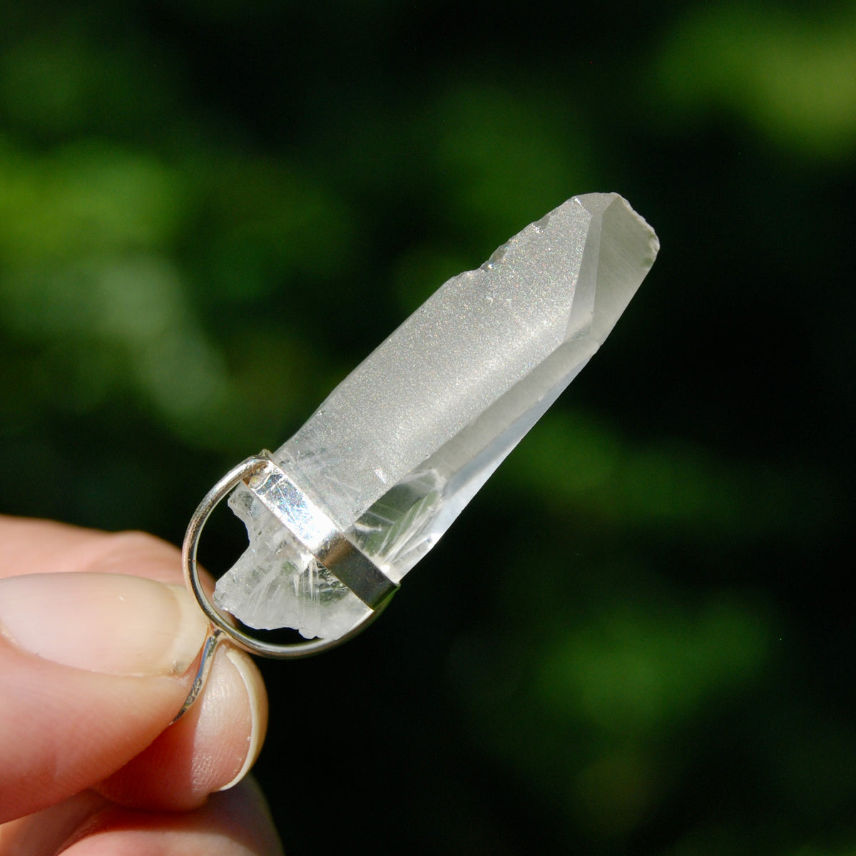 Cosmic Lemurian Crystal Pendant for Necklace, Sterling Silver, Brazil