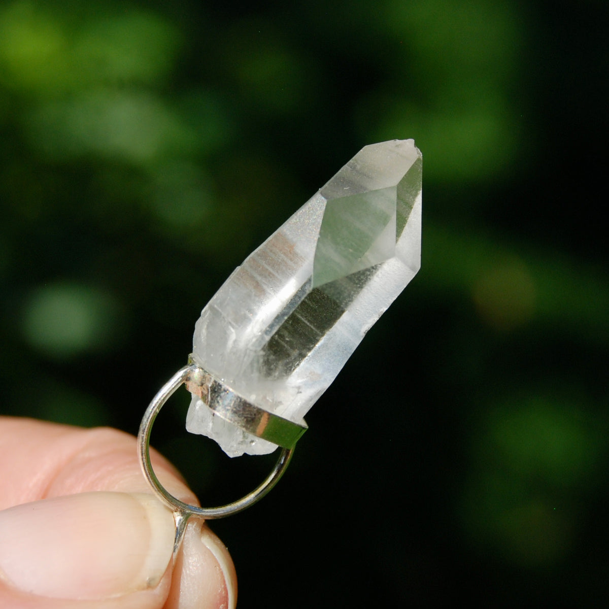 Cosmic Lemurian Crystal Pendant for Necklace, Sterling Silver, Brazil