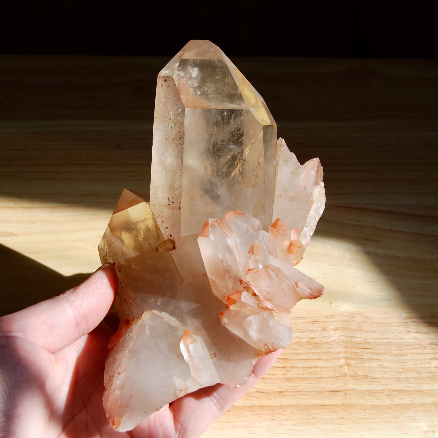 Pink Shadow Smoky Lemurian Seed Quartz Crystal Starbrary Cluster