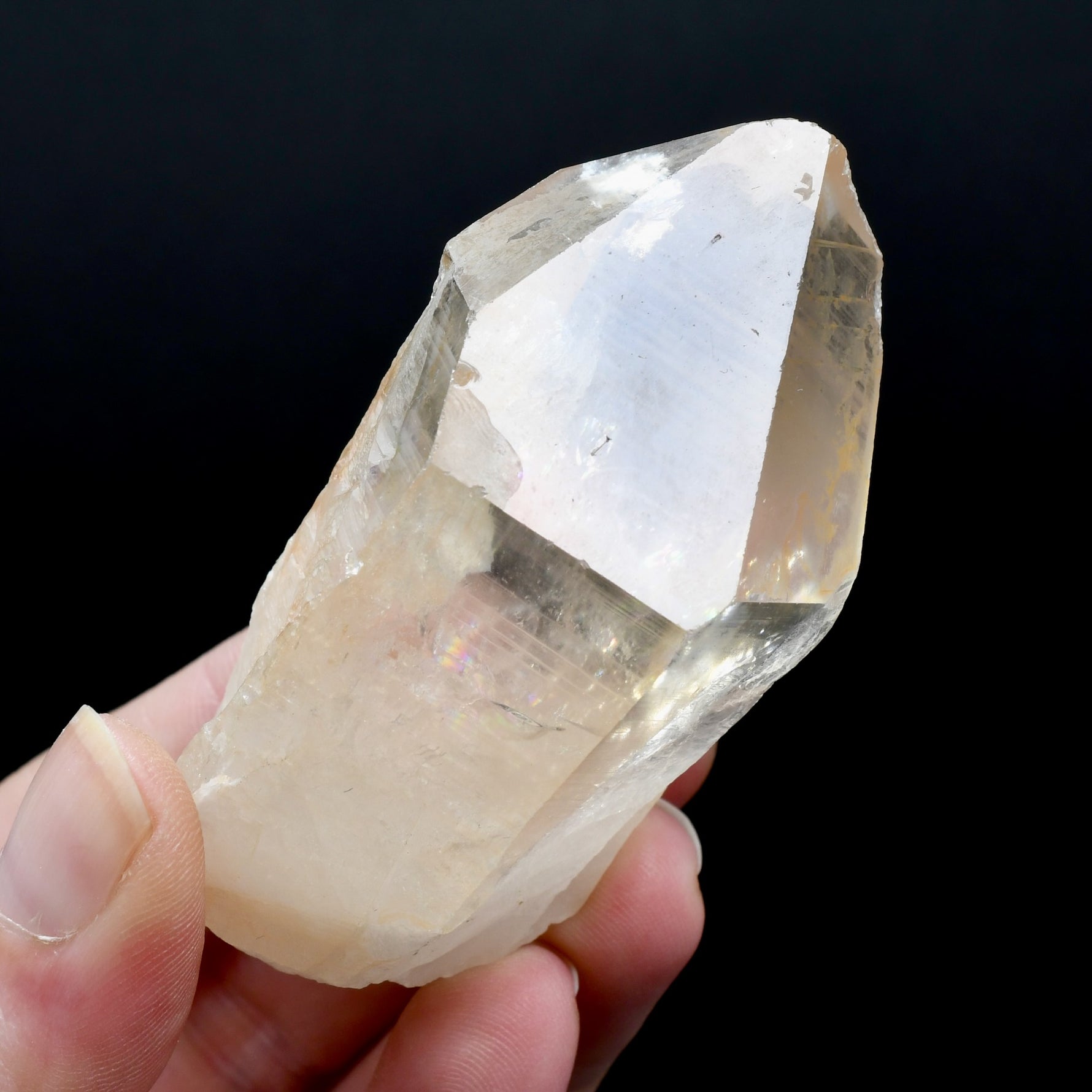 Peach Lemurian Seed Quartz Crystal Master Starbrary Intense Rainbows, Brazil