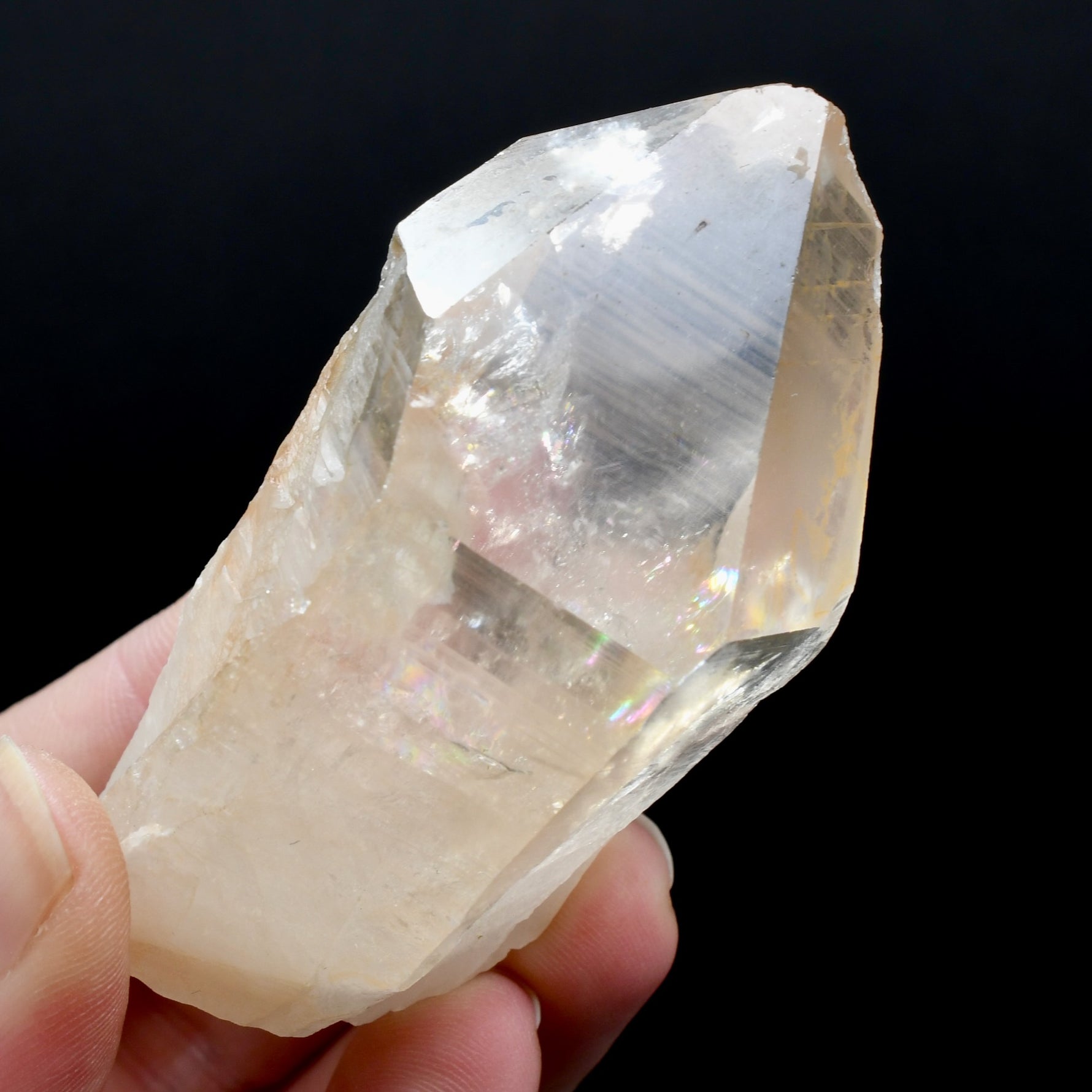Peach Lemurian Seed Quartz Crystal Master Starbrary Intense Rainbows, Brazil