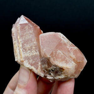 Soulmate Tantric Twin Strawberry Pink Lemurian Quartz Crystal Dreamsicle Cluster, Scarlet Temple Lemurian, Brazil
